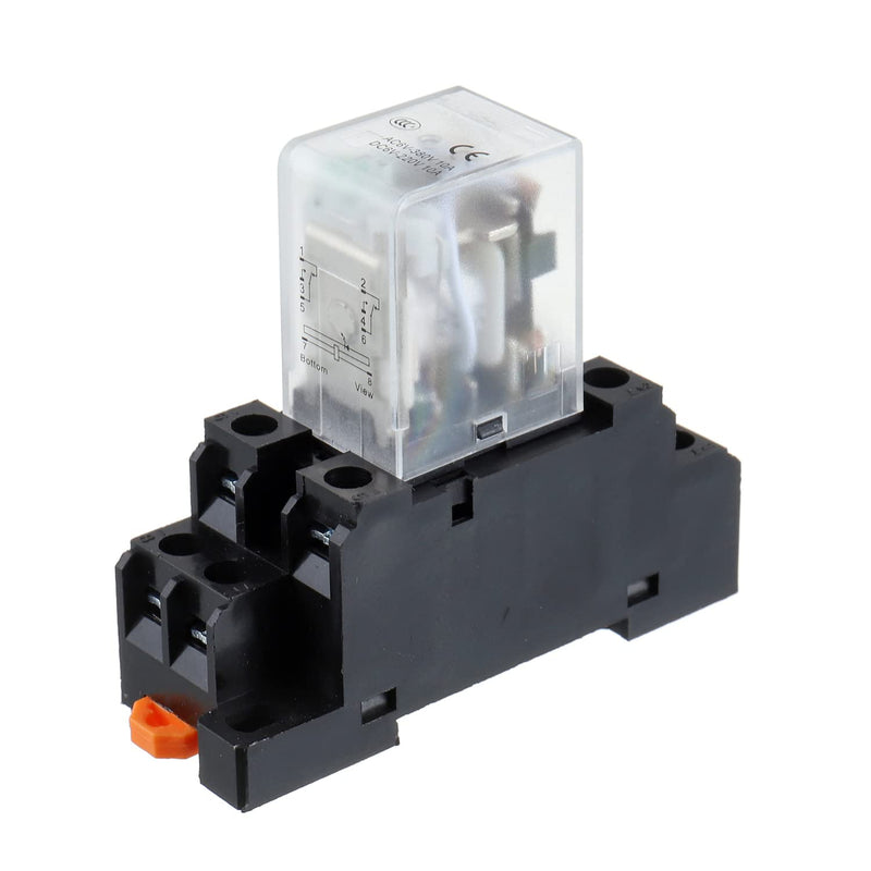 EPLZON DC 12V Electromagnetic Power Relay JQX-13FL 62PL Coil 8 Pin 10A DPDT LED Indicator with Plug-in Terminal Socket and DIN Slotted Aluminum Rail