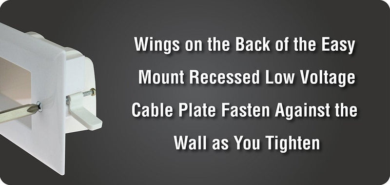 DataComm Electronics 45-0009-WH Easy Mount Recessed Low Voltage Slim Fit Cable Plate - White, 4.88" H x 3.22" W x 1.41" D White - Cable Plate