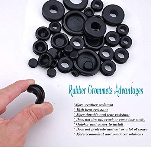 Fielect 125Pcs Rubber Grommet Assortment Firewall Wiring Gasket Kit Rubber Grommet Eyelet Ring Gasket Assortment for Automotive, Plumbing, and PC Hardware/Piano 125 Pcs