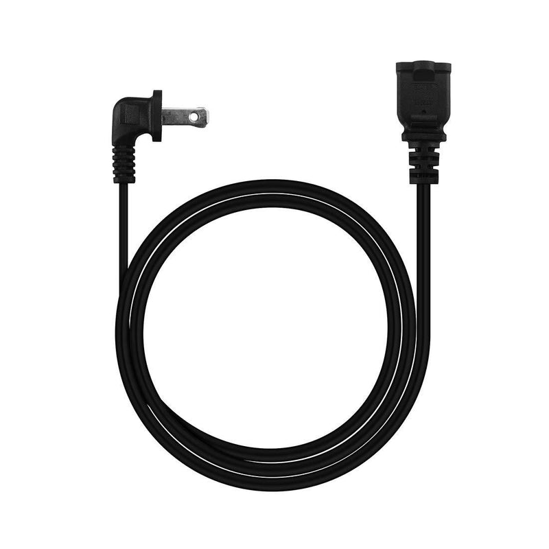 6FT(1.8M) Right Angled Polarized US 2-Prong Male-Female Extension Power Cord Cable, 2 Outlet Extension Cable Cord US AC 2-Prong Male/Female Power cable10A/125V,Nema 1-15P to 1-15R Cable Polarity 6-Feet