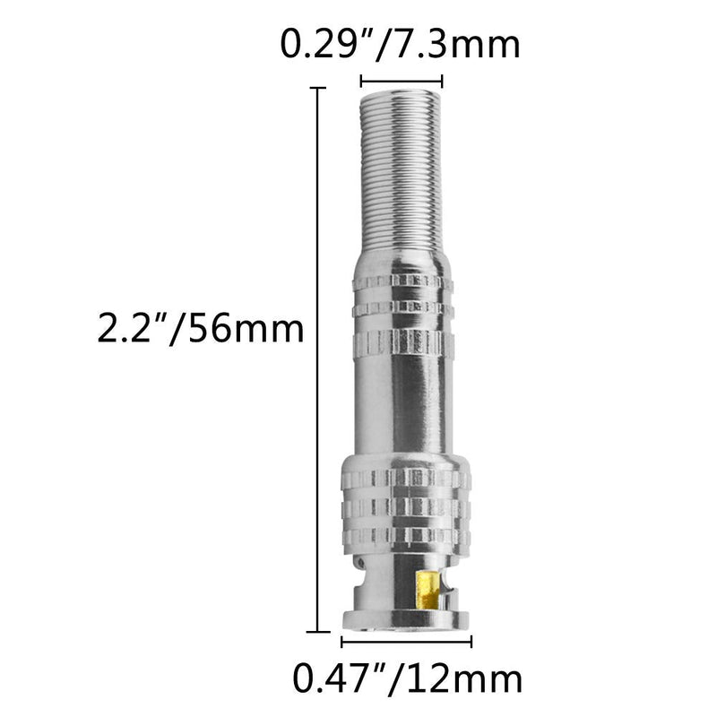 WMYCONGCONG 20 PCS BNC Male Coaxial Connectors RG59 RG6 Coaxial Terminal Screw On Brass Connector for CCTV Security Video Surveillance Camera Use