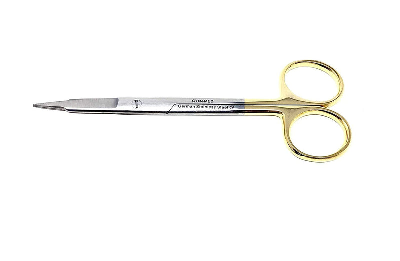 Goldman Fox Scissor 13 cm - Super Cut Sharpness - Premium Quality German Stainless Steel - Gold Handles by Cynamed (Straight Blades) … (Straight Blades)