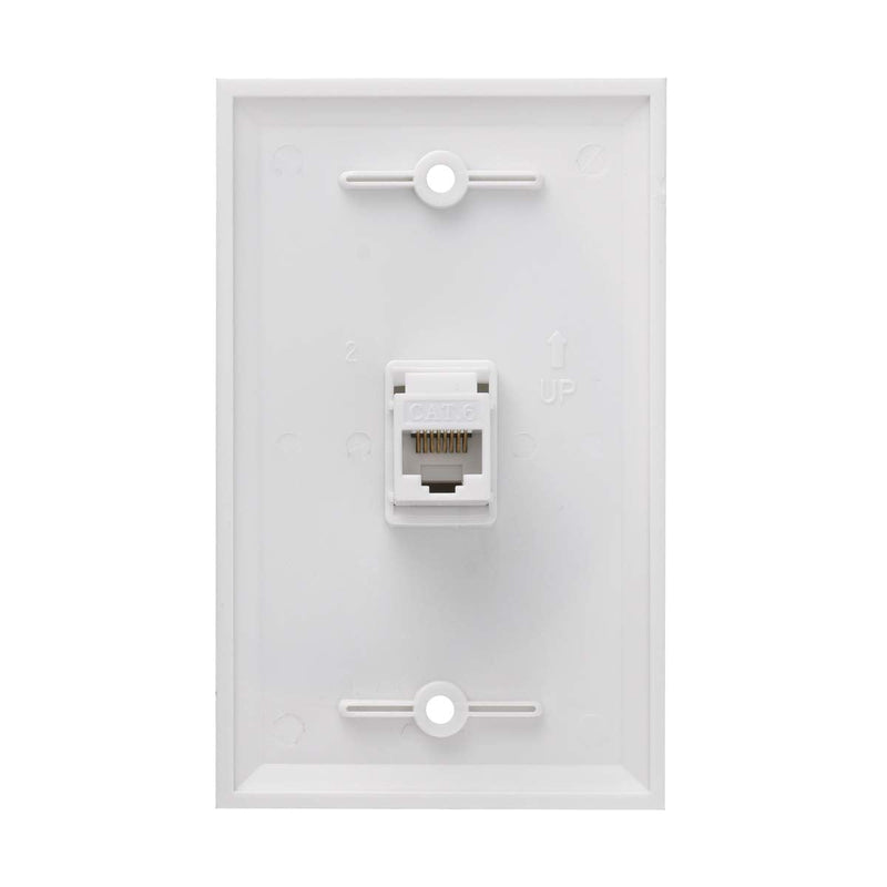 Ethernet Wall Plate, 1 Port Cat 6 RJ45 Keystone Female to Female Wall Plate Compatible with Cat7/6/6e/5/5e Ethernet Devices(2 x Screws Included) 1 Cat 6