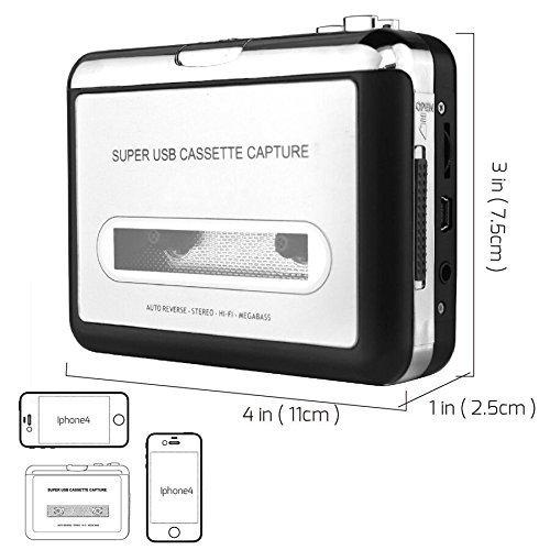 Cassette Player-Cassette Tape to MP3 CD Converter- Powered by Battery or USB,Convert Walkman Tape Cassette to MP3, Compatible with Laptop and PC, USB Cable,Software CD,3.5mm Jack Earphone-DIGITNOW GRAY