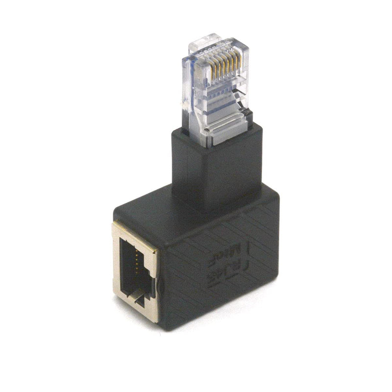 GLHONG Angled RJ45 Ethernet Adapter, 90 Degree RJ45 8P8C Male to Female Cat5e Cat6 Network Patch Connector 2Pcs (Right) Right