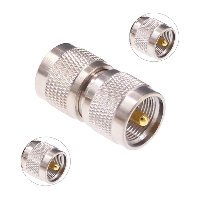 RFaha 2pcs UHF Male to UHF Male PL259 RF Coax Adapter Double Male PL-259 Coaxial Connector Plug(F52-2)