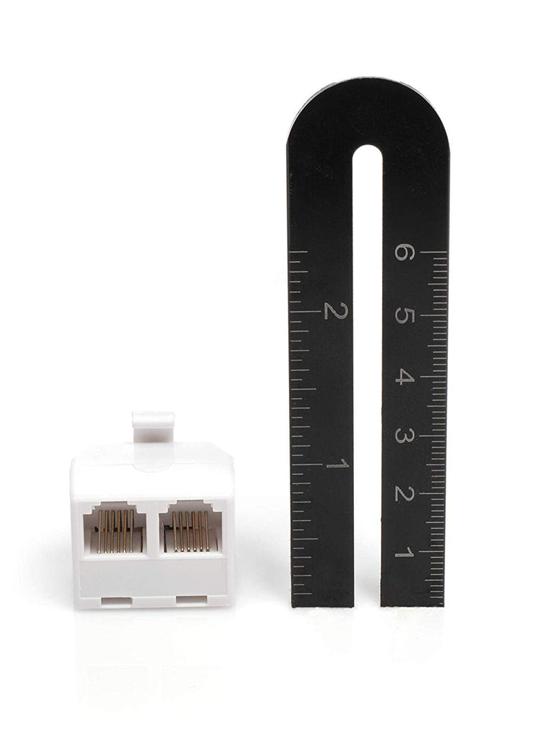Duplex Jack Phone Wall Adapter - 2 Pack, White - 2-Way Phone Splitter (2 Lines) Wall Jack Phone RJ11 Adapter White, 2 Way