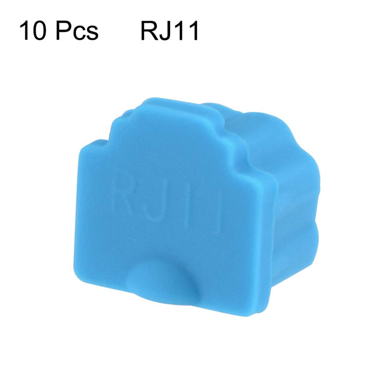 uxcell 10pcs RJ11 Silicone Protector Telephone Modular Port Anti Dust Cap Cover, Blue