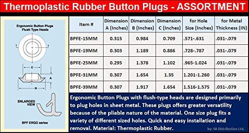 (Pack of 04) BPFE-39 MM (1-1/2â€) Rubber Ergonomic Caplugs w/Flush Type Heads. Fits Hole Size 1.516-1.575"- Metal Thickness .031-.079" Sheet Metal Applications | by SBD