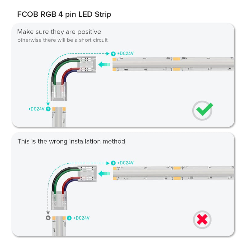 BTF-LIGHTING FCOB CCT RGB 4pin 10mm Connector kit 12pcs Transparent Connector 6pcs 15cm long 22AWG extension cable wire/board to board for gap-free soldering and 4pin LED light corner connection