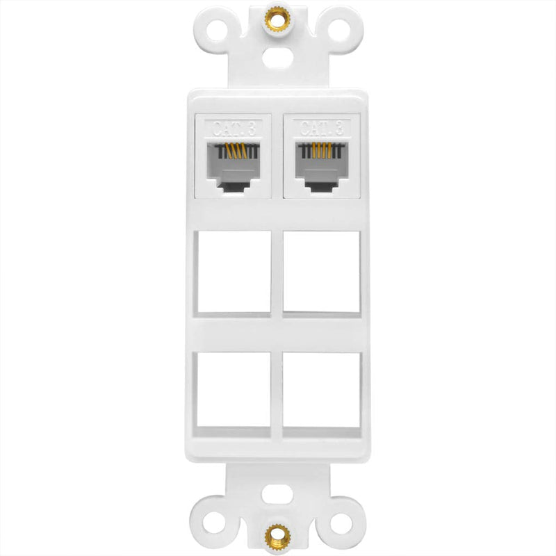 NECABLES (5 Pack) CAT3 Telephone Keystone Jack Phone Keystone Coupler RJ11 6P4C Female to Female White