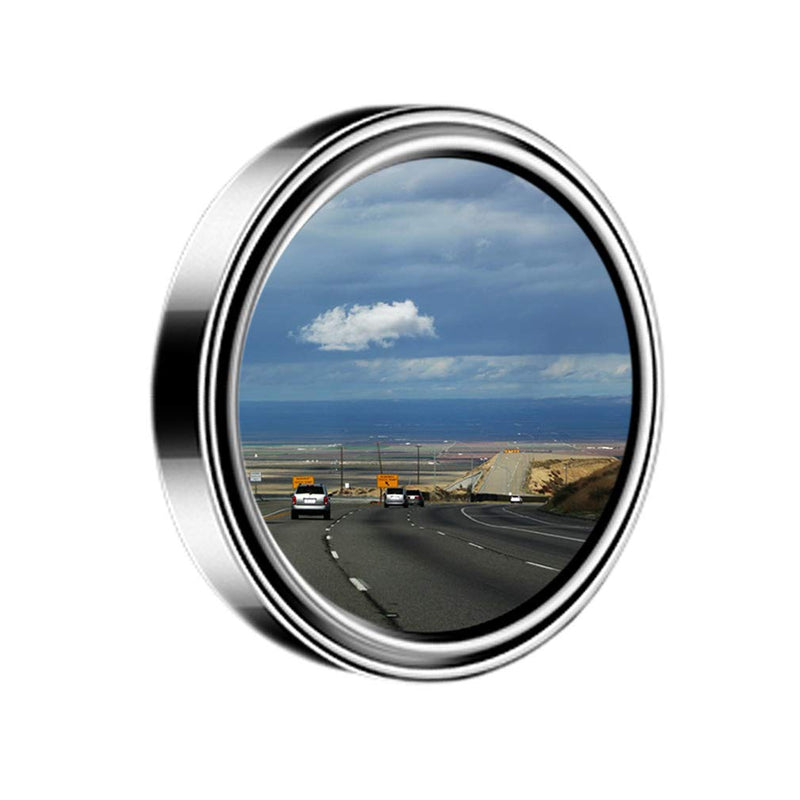 ESreake 2pc 3” Adjustable large Round Stick-on Convex Spot Mirror, big HD Glass Convex Rear View Mirror,Strong Adhesive Blind Spot Mirror for Car, Van, SUV and Trucks (3"(75mm), Silver frame) 3"(75mm)