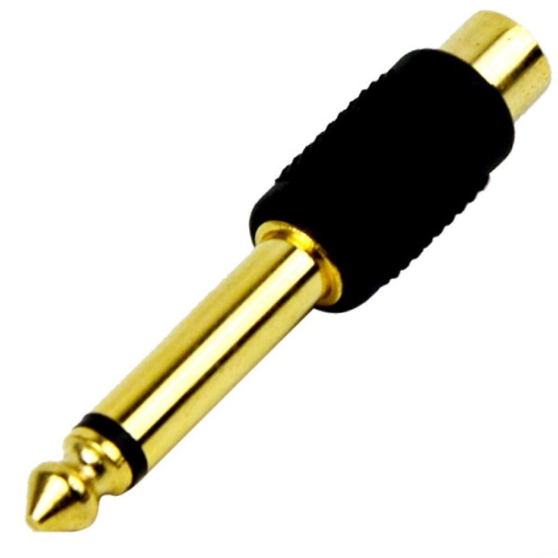 CESS 6.35mm 1/4 Inch TS Plug to RCA Female Jack Audio Adapter, Gold Plated (jcx) (10 Pack)