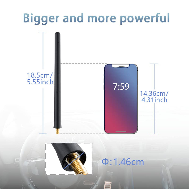 POBADY 7IN Car Radio Short Antenna 18CM Car Wash Roof Antenna Vehicle Flexible Rubber Antenna Mast Replacement for FM/AM Car Radio Antenna 2