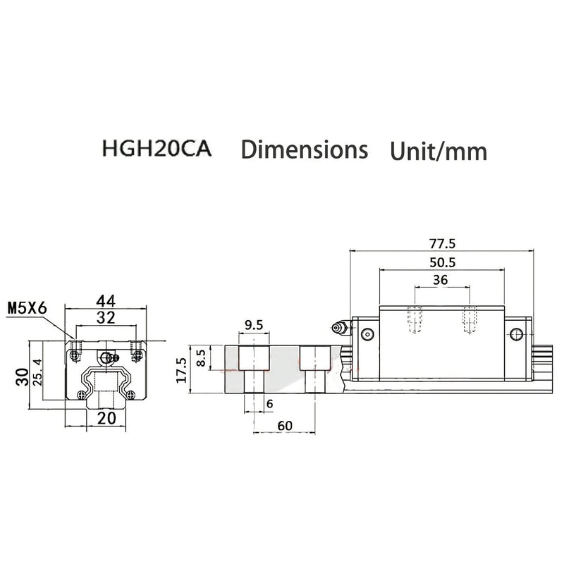 ThgivingStore HGH20CA Bearing Blocks Slider, for HGR20 Linear Slide Rail, HGH20 CA Linear Guide Slider CNC Parts for Linear Rails