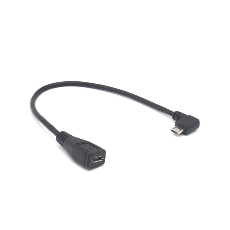 Micro USB Left Angle,Micro USB Extension Cable, 2-Pack 90 Degree Micro-B Male to Female Extension Cable, Data Transferring Cable Suitable for Samsung, HTC, Huawefti, Driving Recorder,Sony and More