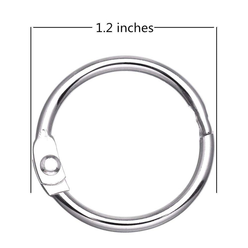 Antner 50 Pack Loose Leaf Book Binder Rings 1.2 Inch Nickel Plated Key Rings O-Ring for School Home Office 1.2 Inch/30mm