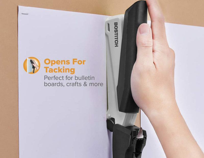 Bostitch Executive Stapler - 3 in 1 Stapler - One Finger, No Effort, Spring Powered Stapler, Black/Gray (INP20), 20 Sheets