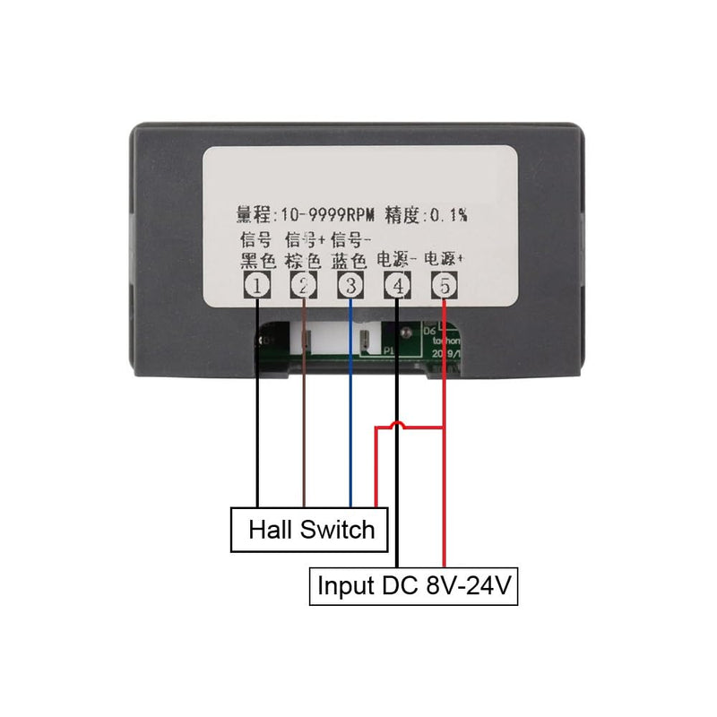 Fasizi 4 Digital LED Tachometer DC 8-24V Tachometer with Hall Proximity Switch Sensor NPN 10-9999RPM