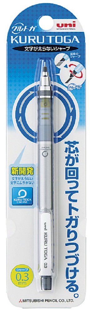 Uni Kurutoga Mechanical Pencil Standard, 0.3mm, Silver (M34501P.26)