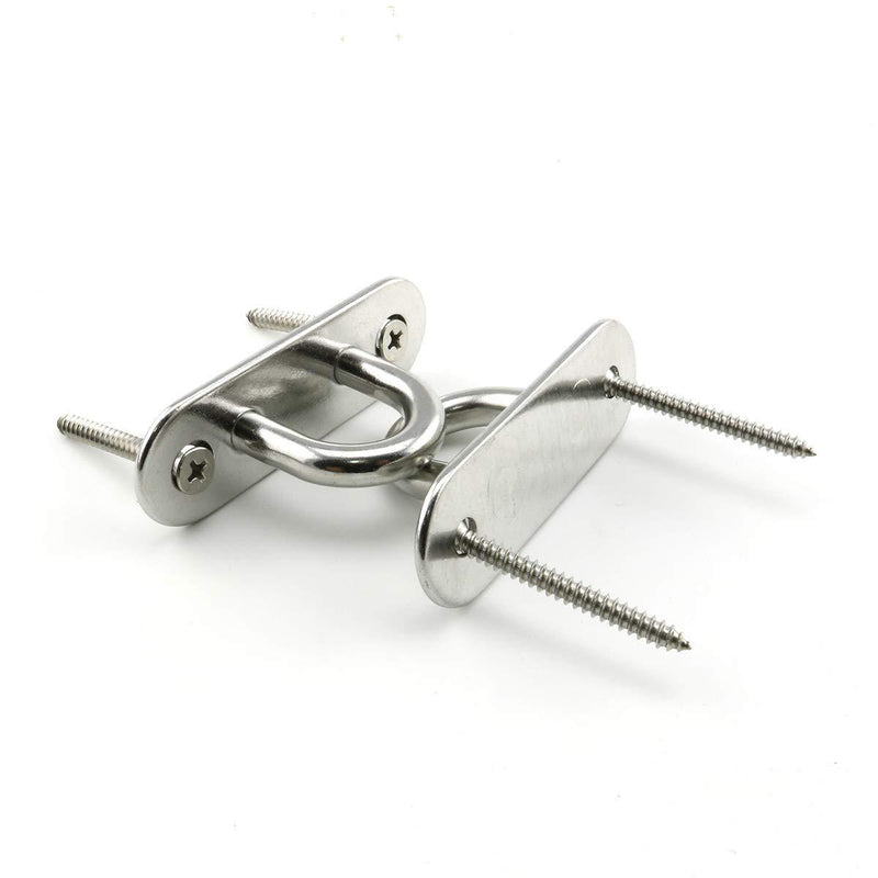 Lind Kitchen 2-Pack M8 Strip Type Eye Plate with Enclosed Hook 304 Stainless Steel Heavy Duty Ceiling & Wall Mount Hanging Hardware Fitting for Yoga Hammock Swing Marine Boat Application Strip - M8