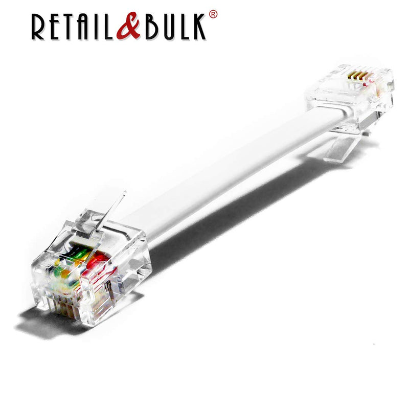 Phone Jack Splitter for Landline Telephone RJ11 6P4C 2 Way Adapter (1 Splitter + 3 Inch Cable) w/ 3 inch Cable White 1