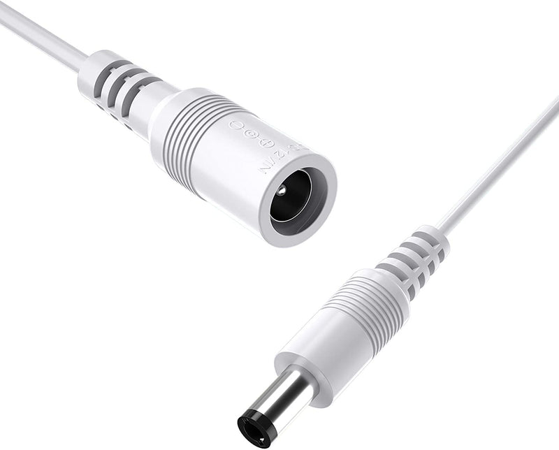 2 Pack 33ft/10M Power Extension Cable, 2PCS DC 12V Power Adapter Extension Cord 2.1mm x 5.5mm, Compatible with 12V DC Adapter Power Supply or Wall Charger for CCTV Security Camera IP Camera(White) 2Pack White