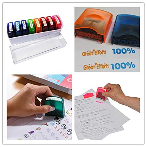 Swity Home Self-Inking Teacher Stamp Set Mess-Free Motivation Teacher Grading Stamp Set Teachers Review Homework Feedback Stamps for Classroom Grading Encouragement Motivation Recognition 8 Pcs