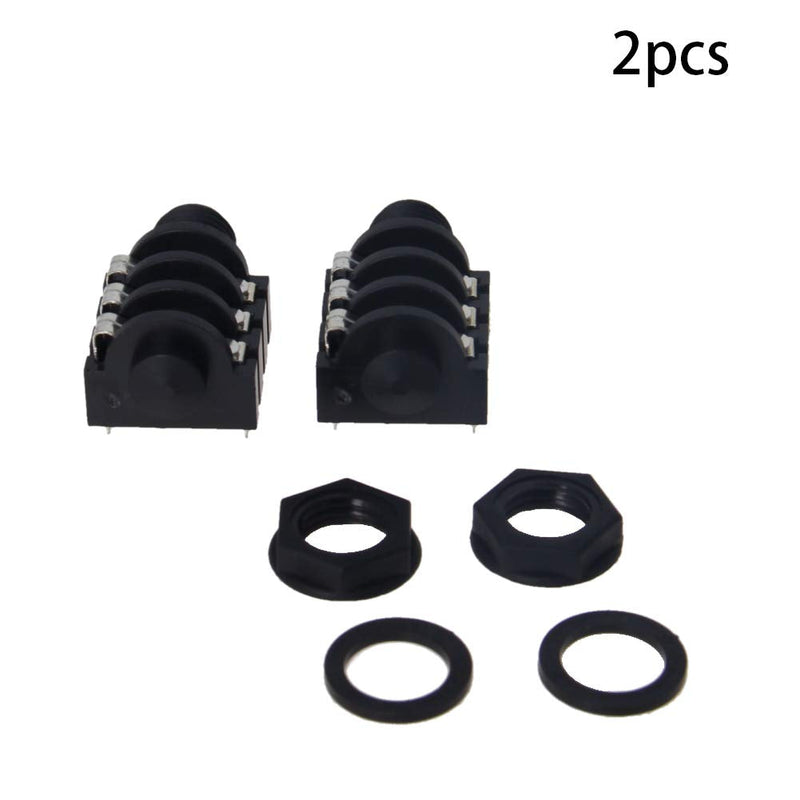 Fielect 2Pcs PCB Mount 6.35mm 6 Pin Socket Headphone Stereo Jack Audio Video Connector Black