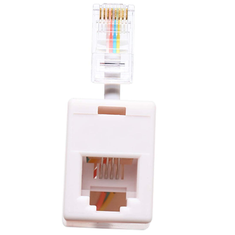 2 Pack RJ45 to RJ11 Converter Adapter Connector Cable, RJ11 6P4C Female to Ethernet RJ45 8P8C Male Converter Cord White Ted Lele