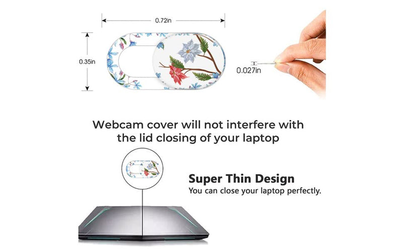 Laptop Camera Cover Slide Cute Flower 8 Pack, Webcam Cover Slide Phone Camera Cover, Ultra-Thin Computer Camera Cover Slide Blocker Slider Fits iPhone MacBook Laptop, Desktop, PC, Tablet