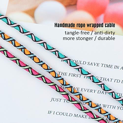 URIZONS Cute Earbuds Girls Headphones with Microphone for iPhone iPad iPod Mac Laptop Tablets Android Smartphones Handmade Fabric Braided Tribe Thread Wrapped Bracelet Style (Orange) Orange