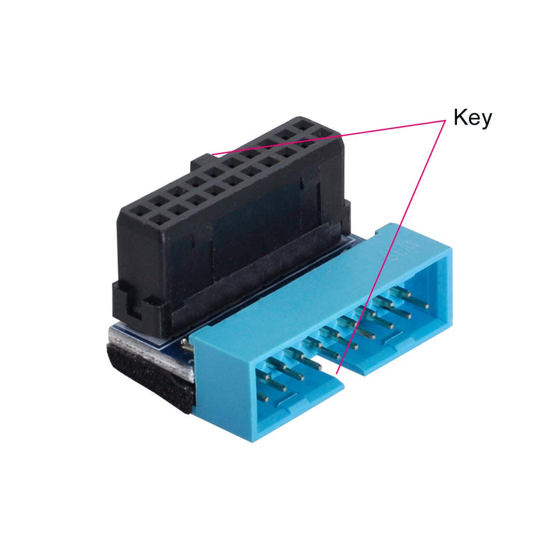 Cablecc USB 3.0 20pin Male to Female Extension Adapter Up Down Angled 90 Degree for Motherboard Mainboard (UP Angled) Blue Up