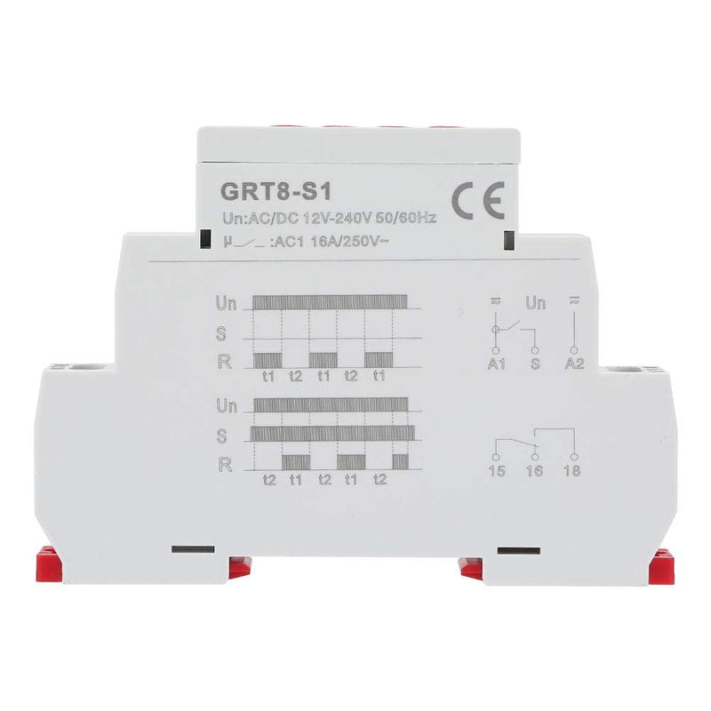 GRT8-S1 Mini Asymmetric Cycle Timer ON/Off Repeat Cycle Time Relay AC/DC 12V~240V (50-60Hz)