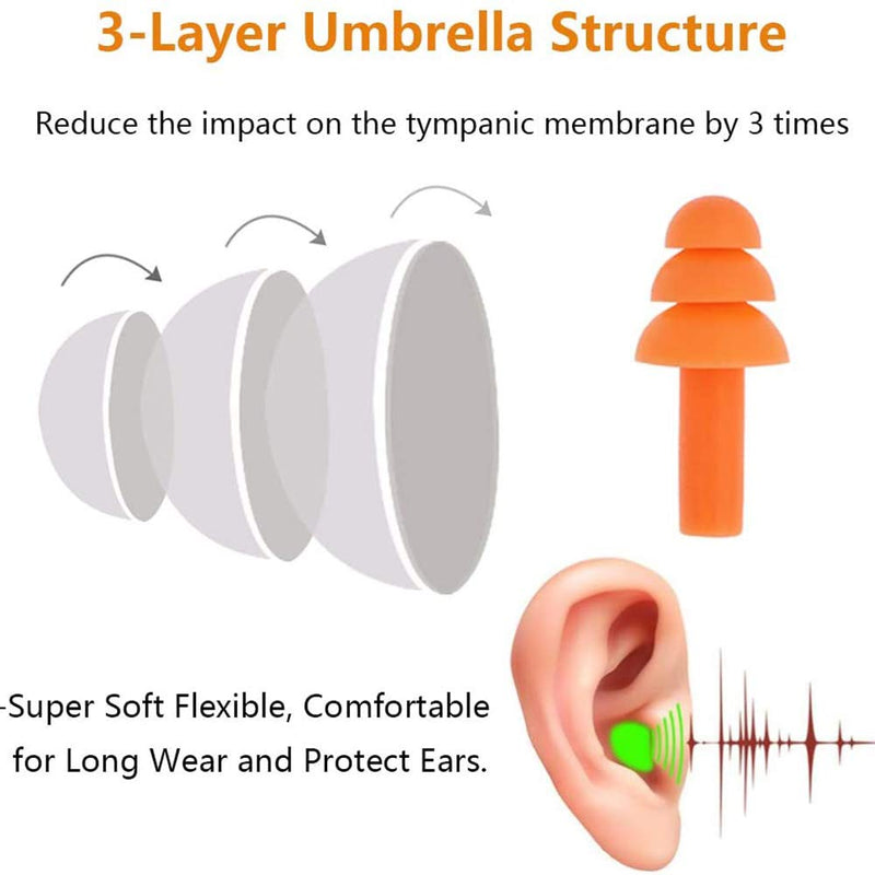 Silicone Ear Plugs for Sleeping,16 Pairs Soft Waterproof Noise Canceling Reduction Earplugs Waterproof Reusable Sound Blocking Earplugs for Concert,Swimming,Study,Loud Noise,Snoring