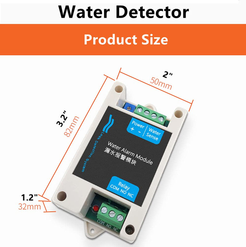 Water Detectors Sensitive Leak and Drip Alert Water Alarm Sensor with 10A Relay for Security System (Black) Black