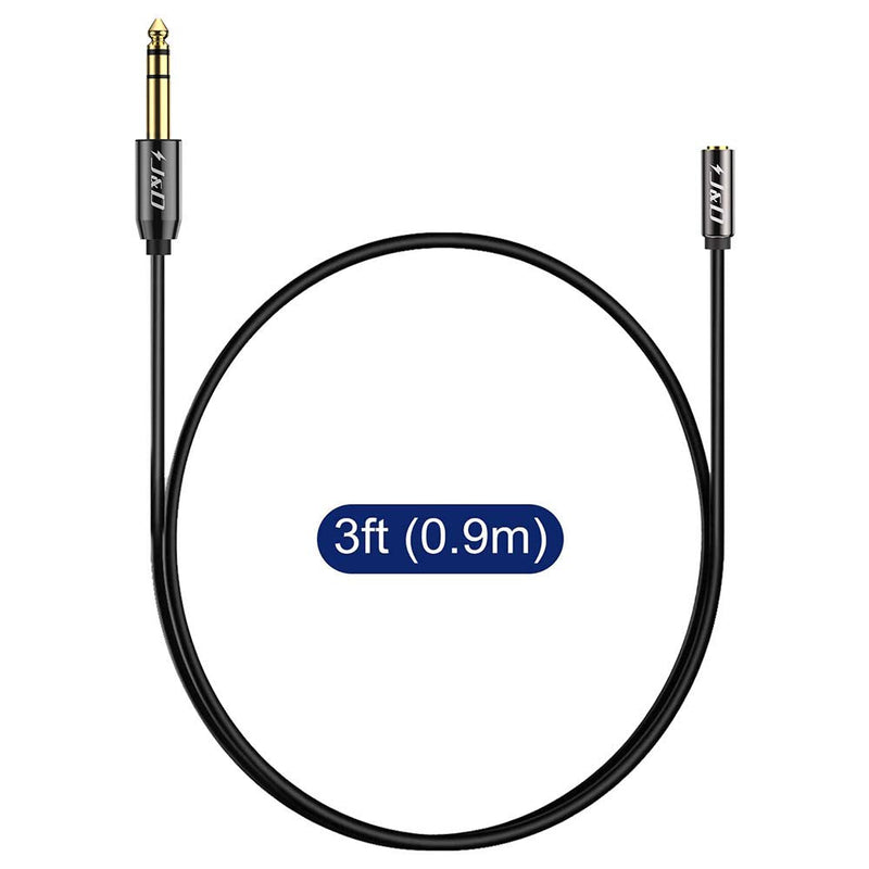J&D 1/4 inch to 3.5mm Headphone Adapter, Gold Plated Copper Shell 3.5mm 1/8 inch Female TRS to 6.35mm 1/4 inch Male TRS Stereo Audio Cable for Guitar Amp, Amplifiers,headphones extension cable, 3 Feet