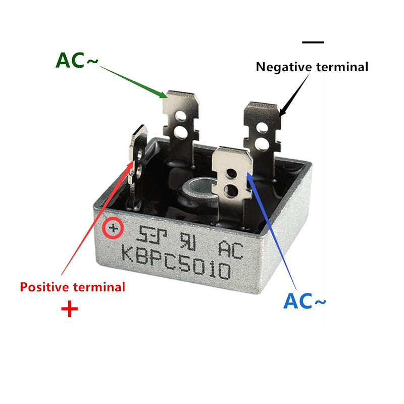 BOJACK KBPC5010 Rectifier Diode 50 A 1000 V Axial KBPC5010 50 amp 1000 Volt Electronic Silicon Diodes(Pack of 2 Pieces)