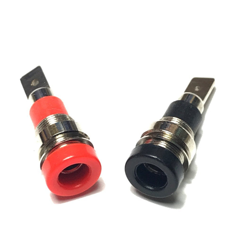 CESS Black and Red Banana Female Jack Socket - 4mm Banana Female Connector Panel/Chassis Mount Soldering Type (10 Pack)