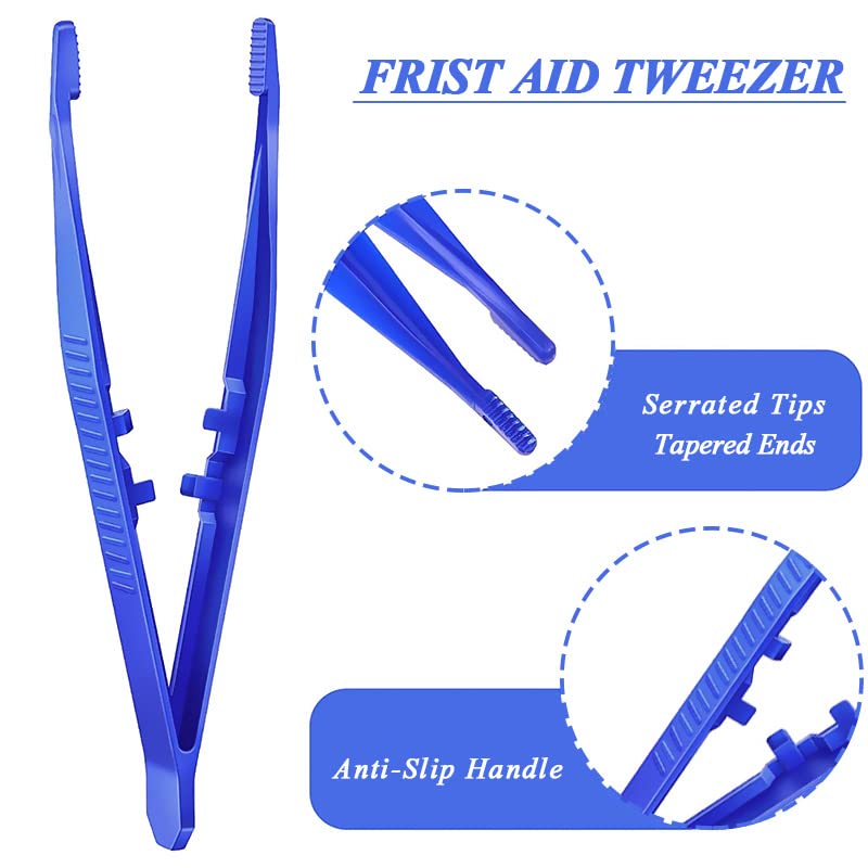First Aid Tweezers, Plastic Tweezers, Disposable Forceps for Medical, Crafts, Dressing, Gauze, Lab, School, Elementary Science 10 PACK Blue