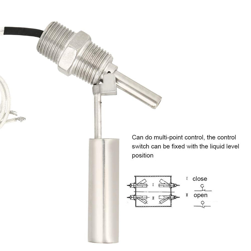 Horizontal Liquid Float Switch-Liquid Water Level Float Sensor Switch Side-Mounted 304 Stainless Steel 1/2Npt Male Thread Tanks Water Level Sensor for Water Tank,Fuel Tanks, Water Towers DC0-110V