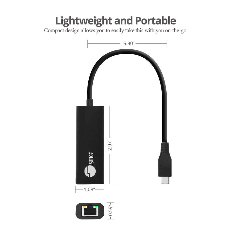 SIIG USB-C to 2.5 Gigabit Ethernet Adapter - USB-C to RJ45 Converter Cable for Laptop and PC Supports Windows & Mac OS (JU-NE0A11-S1)