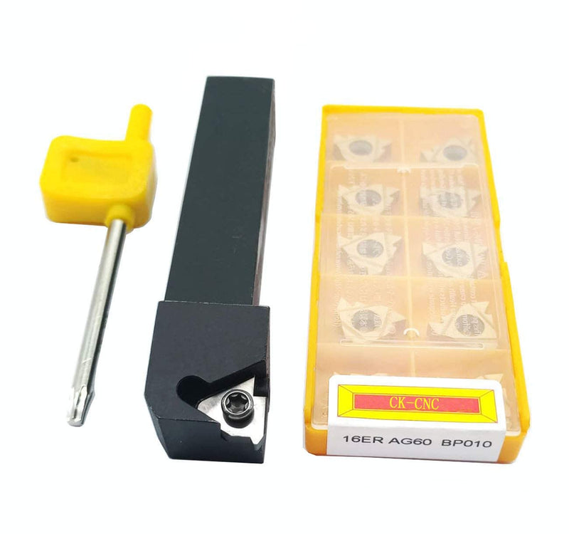 5/8" SER1616H16 CNC Lathe Carbide Indexable Turning Tool Holder with 10pcs 16 AG60 Indexable Carbide Turning Inserts.