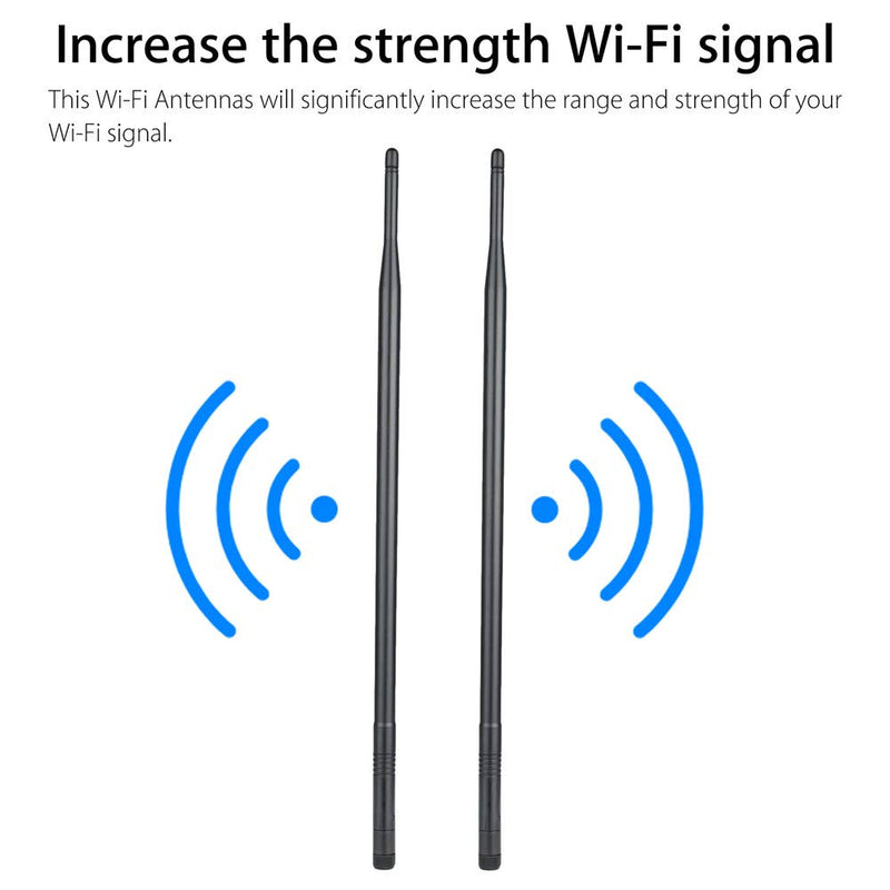 1.3ft 2X 10dBi WiFi Bluetooth Antenna Dual Band Omni Directional Antenna 2.4Ghz/5Ghz with RP-SMA Male Connector Compact with Wireless Wi-Fi Router Network Devices PC Camera