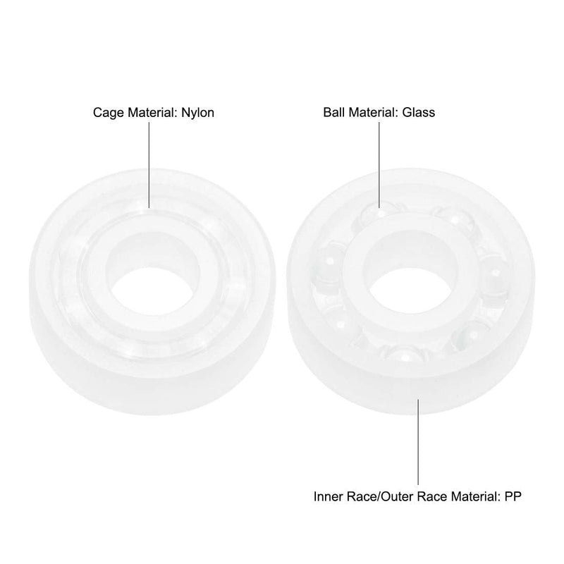 uxcell 608 PP Plastic Bearings 8x22x7mm Glass Ball Nylon Cage Pack of 5