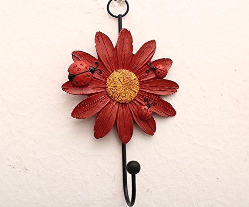 Creative Daisy Resin Wall Hooks Wall Mounted Art Flower Iron Hook Hand-painted Hanging Coat / Hat /Key/ Towel Hooks Home Decoration(Set of 4)