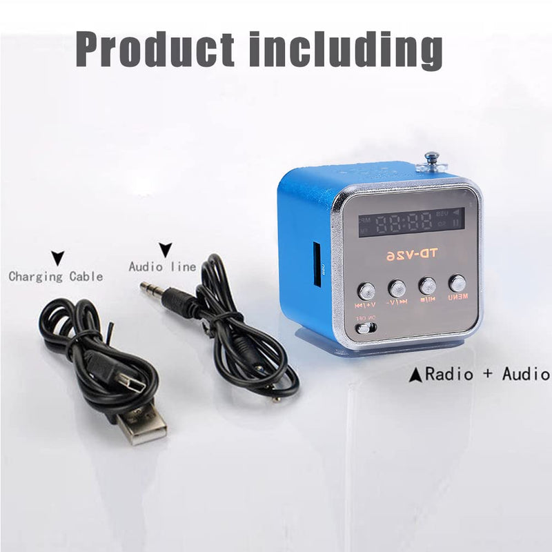 Eboxer Portable Mini Speaker Music Player FM Radio Stereo Speaker Support TF Card and U Disk, Brief Design, Perfect Mini Speaker for Room Bike Car for Phone/Tablet/Computer (Blue)
