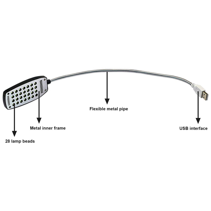 V Telesky 2Pack USB Reading Light,Protable Night Light with 360°Flexible Gooseneck for Laptop PC Computer,28 LEDs 2pcs 28-usb Led Light
