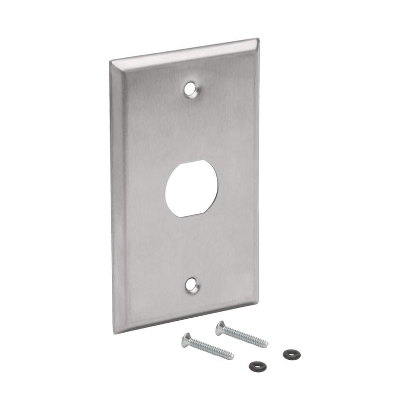 Tripp Lite RJ45 Bulkhead Wall Plate, 1 Cutout, Industrial, Metal - Stainless Steel, IP44, Single Gang, TAA (N206-FP01-IND)