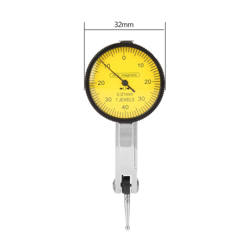 Dial Indicator, Flexible Strong Magnetic Stand Base Holder with Lever Dial Test Indicator Gauge Exactness Scale and Installation Accessories 0~0.8mm